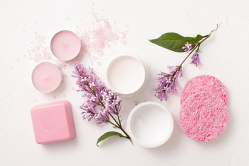 Naklejka na ściany i meble Cosmetics for Spa and aromatherapy on white