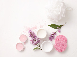 Obraz na płótnie Canvas Cosmetics for Spa and aromatherapy on white