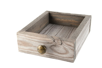 Old wooden box on white
