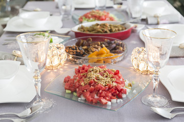 food table for celebration .ramadan concept.