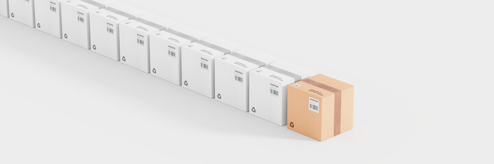 Infinite shipping boxes, transportation and logistics concept, original 3d rendering illustration