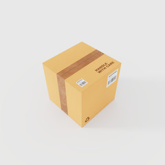 Isolated shipping box, transportation and logistics concept, original 3d rendering illustration