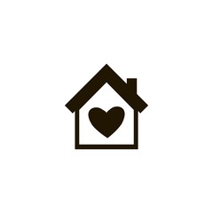 Obraz na płótnie Canvas House with heart icon. flat design