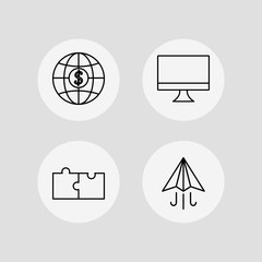 Business vector icons set. Outlined linear icons