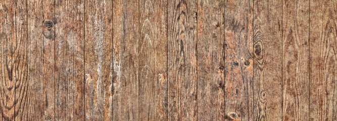 Fototapeta premium Old weathered cracked knotted Pine wood planking grunge backdrop texture detail