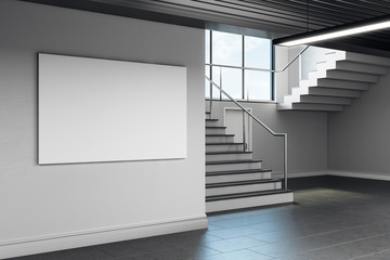 Modern school corridor with empty banner © peshkova