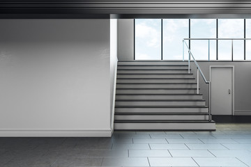 Minimalistic school hallway interior with copyspace