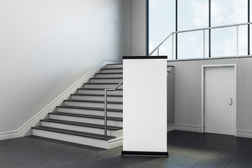 Modern school corridor with empty billboard