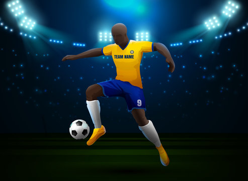 soccer player with field stadium background