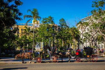 HABANA, CUBA-JANUARY 12: City street on January 12, 2018 in Habana, Cuba. Street view of Habana