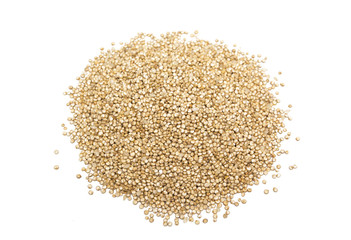 Quinoa isolated on white. Top view