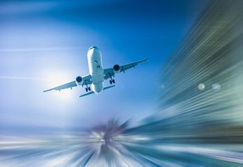 Airplane with blur abstract background