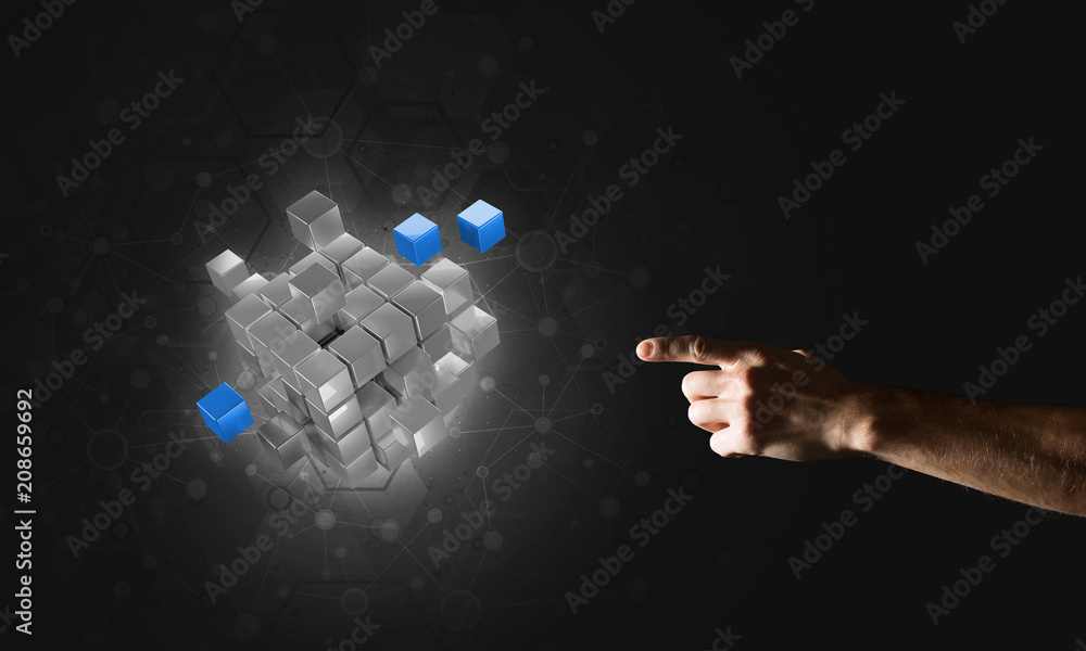 Aufkleber idea of new technologies and integration presented by cube figure