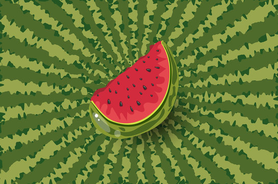 Vector illustration of a watermelon slice on a crust background