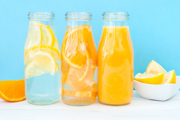 Glass bottles with a detox water