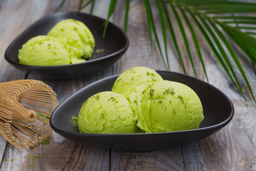 Green matcha tea ice cream