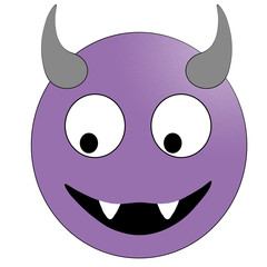 Smiling face with horns. Purple devil emoticon.