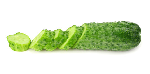 fresh cucumber slices isolated on white background