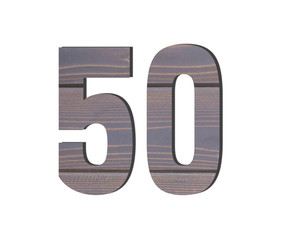 50 3d Number. Decorative brown wooden planks texture