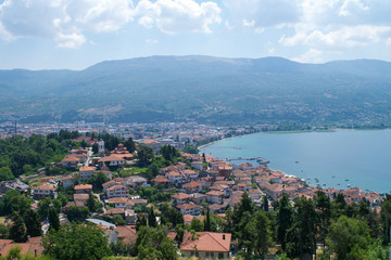 Fototapeta na wymiar View of the city of Ohrid from Samuel's Fortress in the Republic of Macedonia