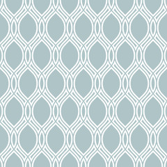 Seamless ornament. Modern background. Geometric modern pattern with white wavy lines