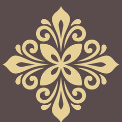 Oriental pattern with arabesques and floral elements. Traditional classic ornament. Vintage golden pattern with arabesques