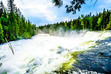 Large snow melt in the Cariboo Mountains creates spectacular water flow of Dawson Falls on the...
