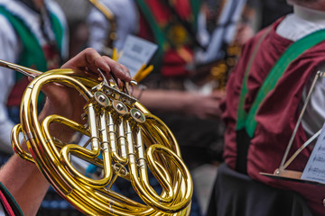 Blasmusik Konzert Trachtenkappelle, Horn, Detail