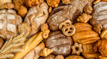 Fresh fragrant bread on the table. Food concept