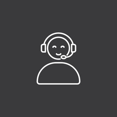 line call center operator icon, online support