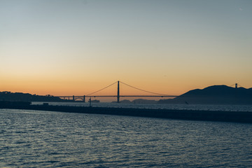 sunset on the golden gate bridge