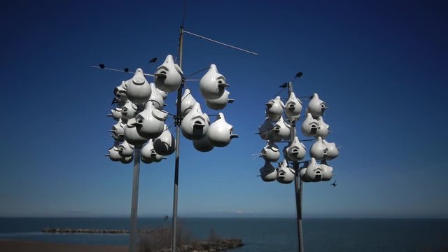 Nests for birds. Lorain Harbor,  Ohio, USA