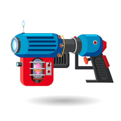 Cartoon retro space blaster, ray gun, laser weapon. Vector illustration. Cartoon style