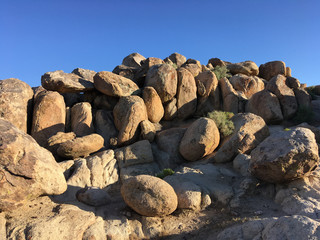 In the mountains of California in the summer. Stones, sand, sun