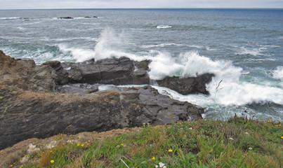 Waves crashing on the N. California coast
