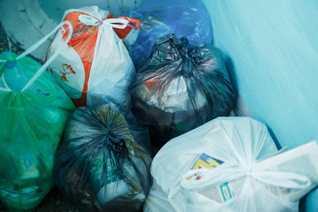Garbage in bags on the floor