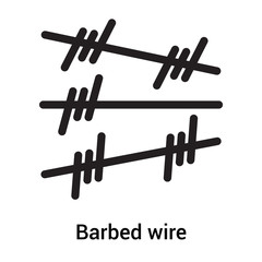 Barbed wire icon vector sign and symbol isolated on white background, Barbed wire logo concept