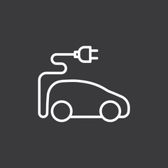 line electric car icon on dark background