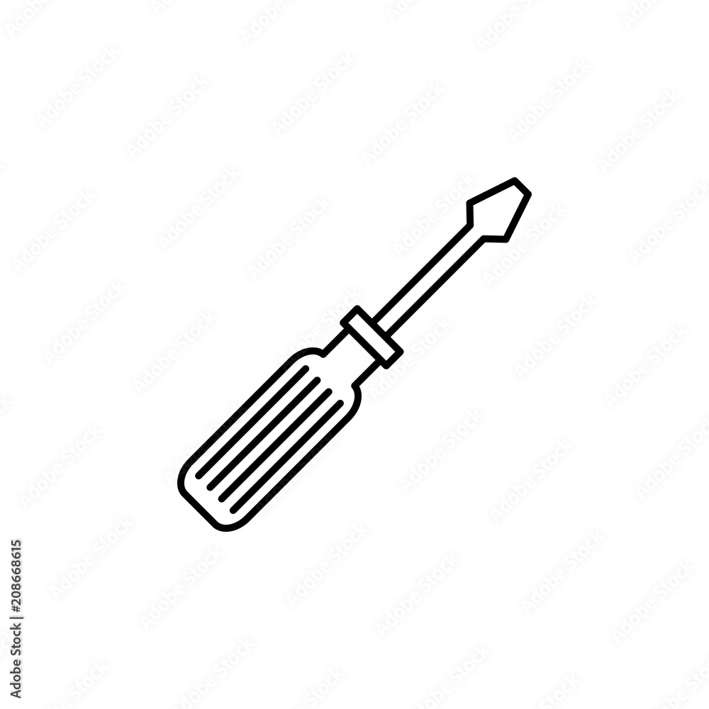 Poster screwdriver outline icon. element of construction icon for mobile concept and web apps. thin line sc