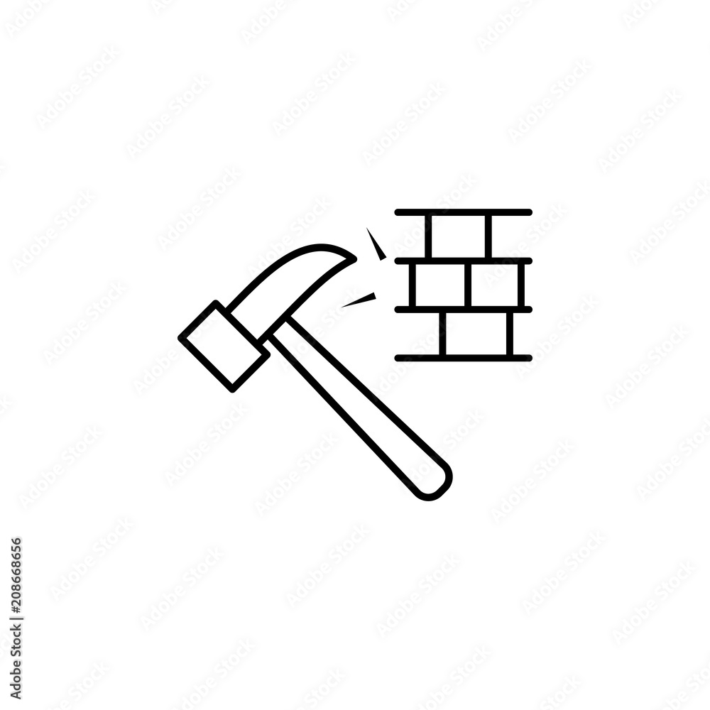 Poster a hammer outline icon. element of construction icon for mobile concept and web apps. thin line a ham