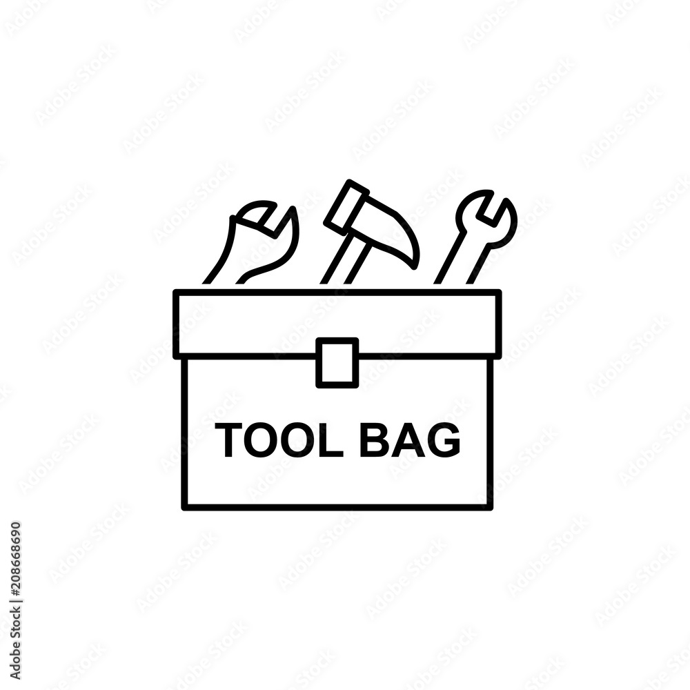 Aufkleber tool bag outline icon. element of construction icon for mobile concept and web apps. thin line tool 