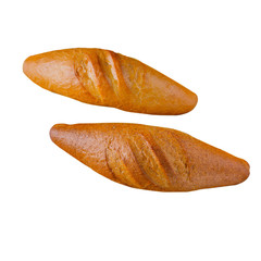 fresh bread rolls on a white background