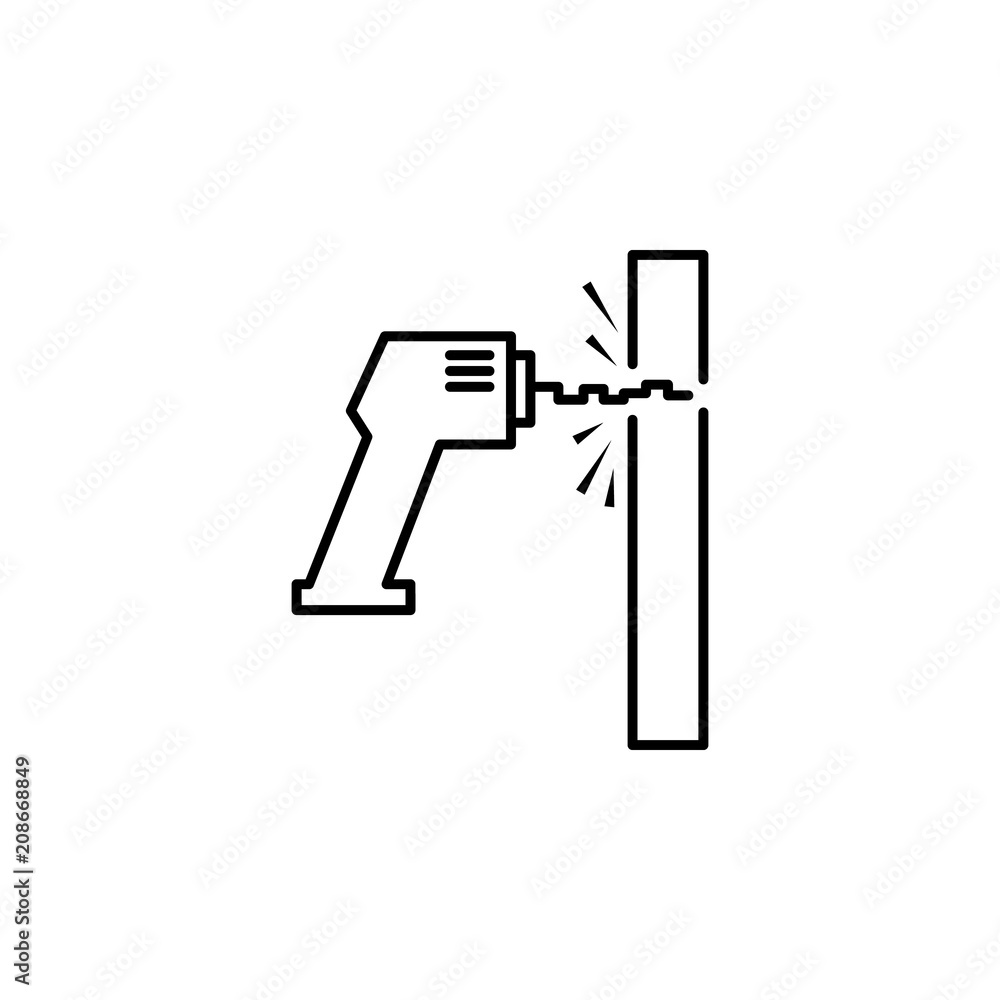 Poster to drill a wall outline icon. element of construction icon for mobile concept and web apps. thin lin