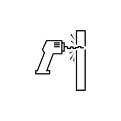 to drill a wall outline icon. Element of construction icon for mobile concept and web apps. Thin line to drill a wall outline icon can be used for web and mobile