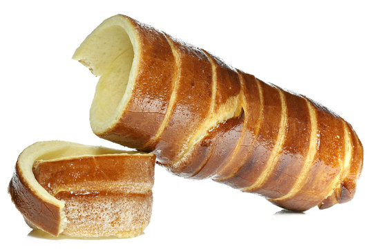 Baumstriezel (spit cake) isolated on white background