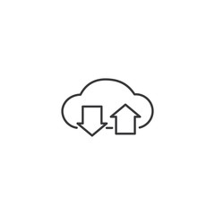 Fototapeta premium line cloud upload and download icon on white background