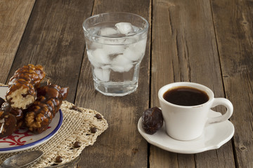 turkish coffee over wooden table