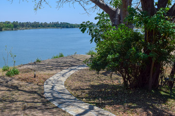 walkway along river in Malawi, Africa
