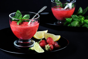 strawberry slushie with basil