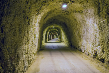 Long winding tunnels in the high mountain.